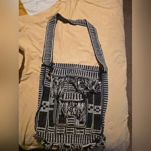 Black and White Vintage Woven Shoulder Bag